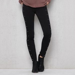 Sparkling Black Studded Mid Rise Skinny Jeans